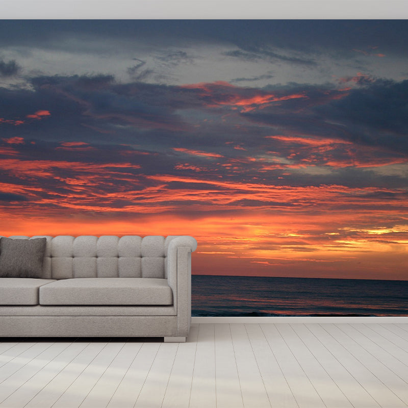 Stunning Sunset Glow Mural Wallpaper Living Room Scenery Wall Decor, Custom-Print