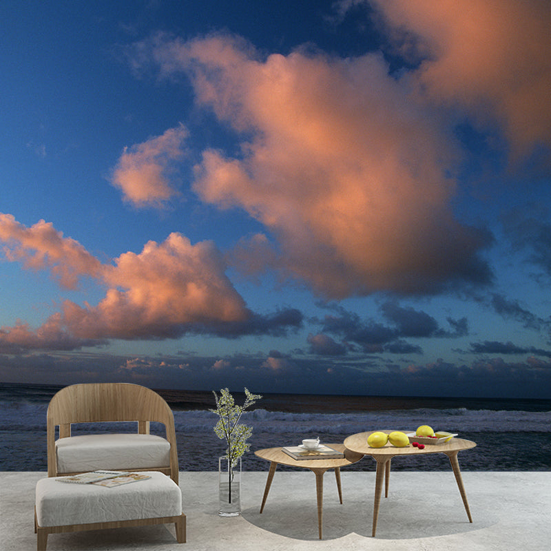 Sunset Clouds Scene Wallpaper Mural Dark Color Contemporary Wall Covering for Hallway