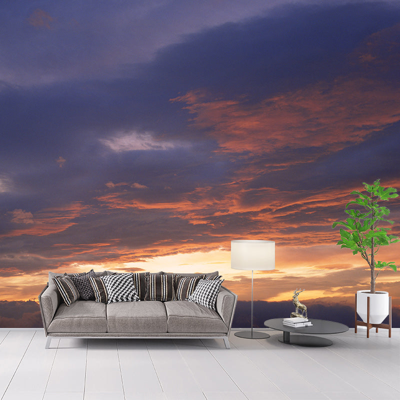 Splendid Evening Glow Mural Wallpaper for Living Room, Dark Color, Personalized Size