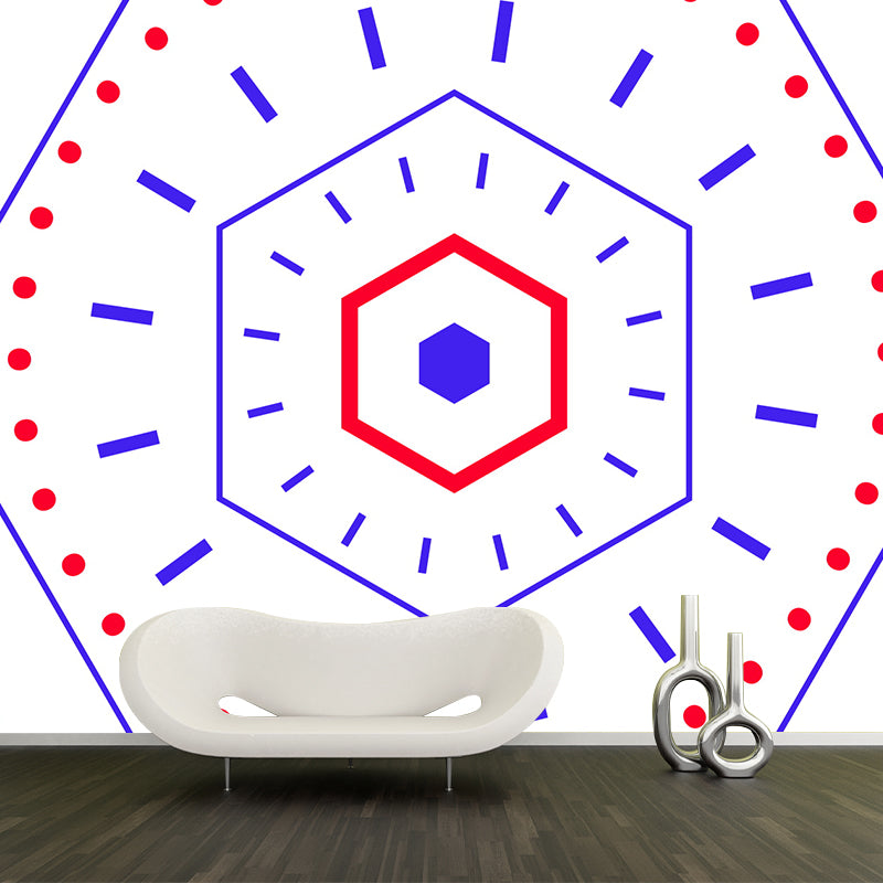 Huge Stylish Graphic Wall Mural Boys Room Geometry Wall Art in Pastel Color, Stain-Proofing