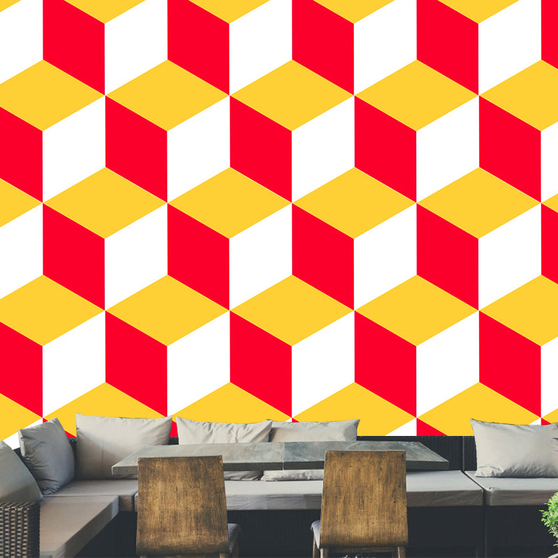 Huge Stylish Graphic Wall Mural Boys Room Geometry Wall Art in Pastel Color, Stain-Proofing