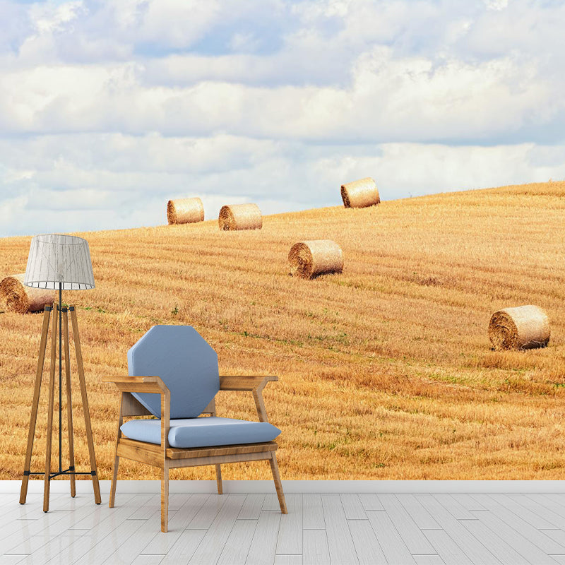 Maïsveld landschap muurschildering behang pastel kleur moderne wandbekleding voor salon