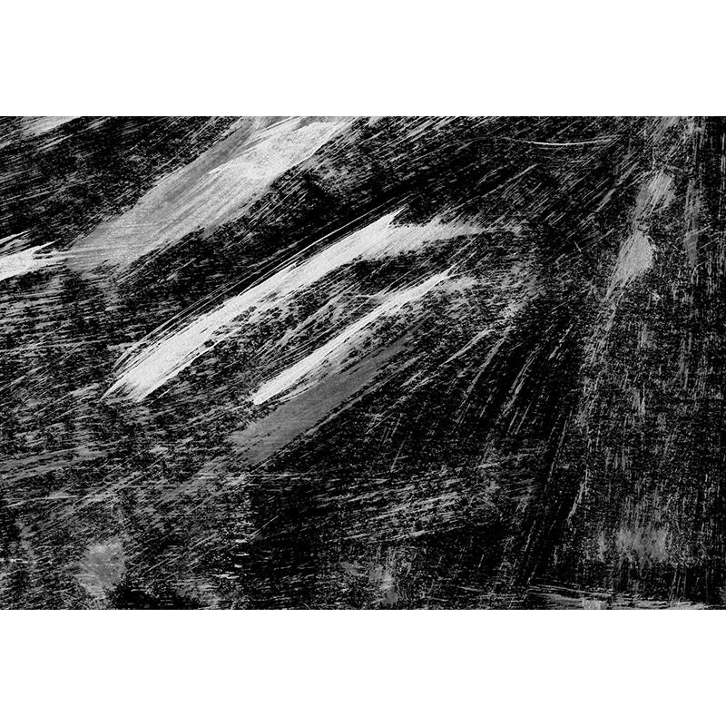 Black Brush Stroke Graphic Mural Wallpaper Contemporary Non-Woven Wall Covering, Custom Printed