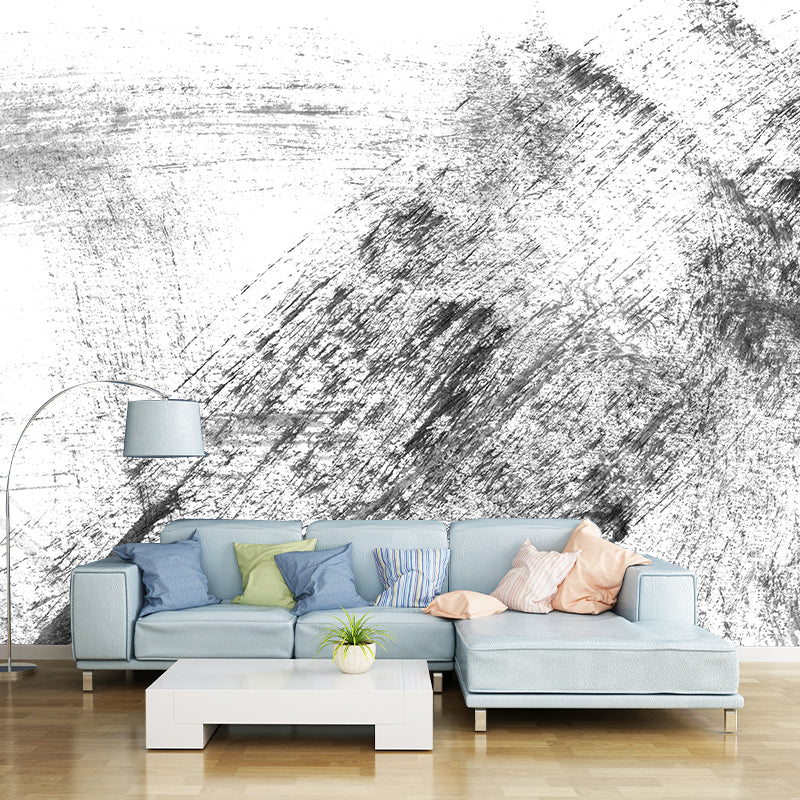 Giant Contemporary Wall Mural Black Brush Stroke Pattern Wall Decor, Custom Printed