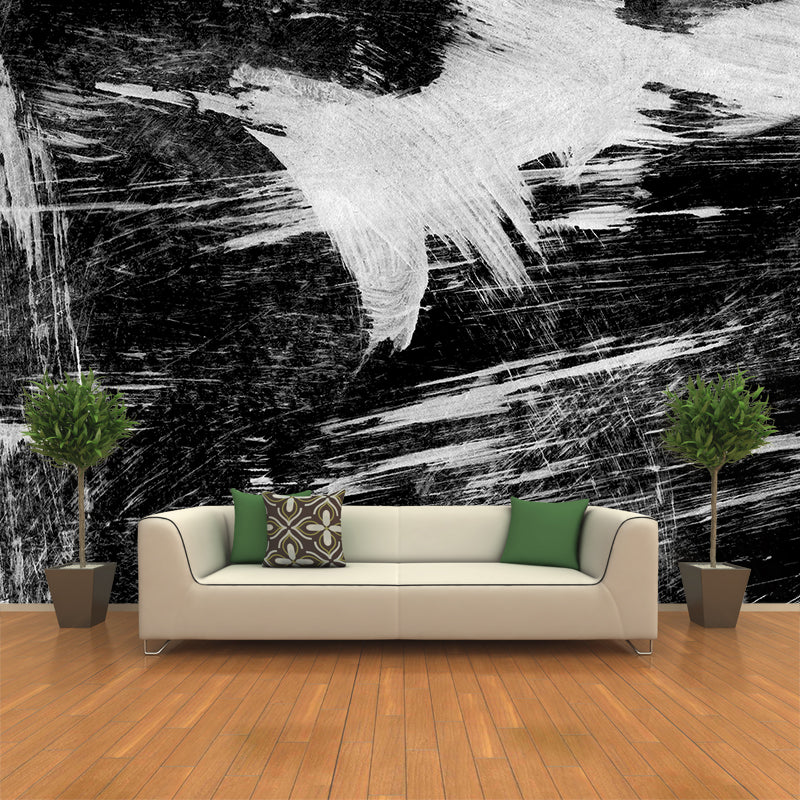 Black Brush Stroke Pattern Mural Decal for Decoration Modern Living Room Wall Art