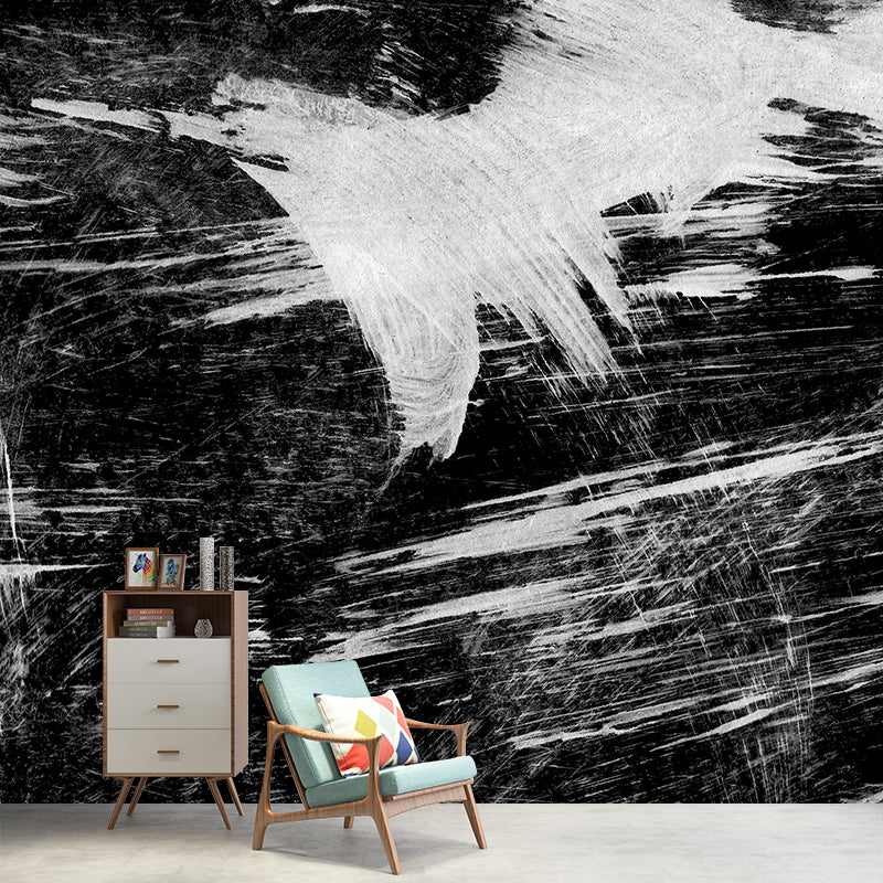 Black Brush Stroke Pattern Mural Decal for Decoration Modern Living Room Wall Art