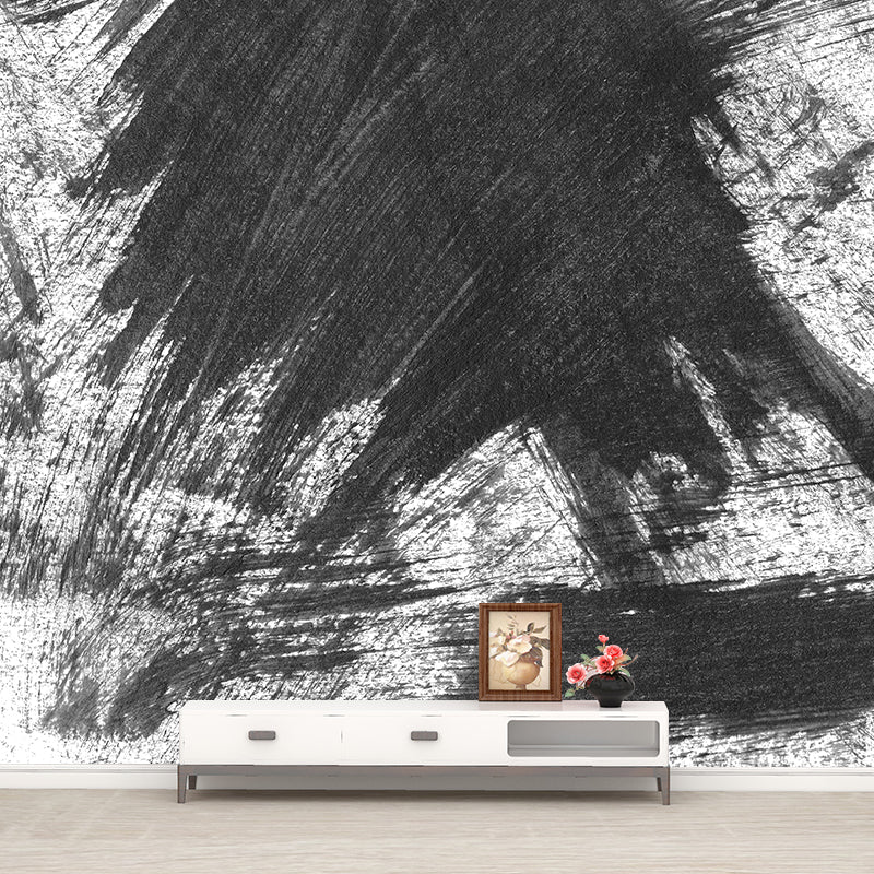Black Brush Stroke Pattern Mural Decal for Decoration Modern Living Room Wall Art