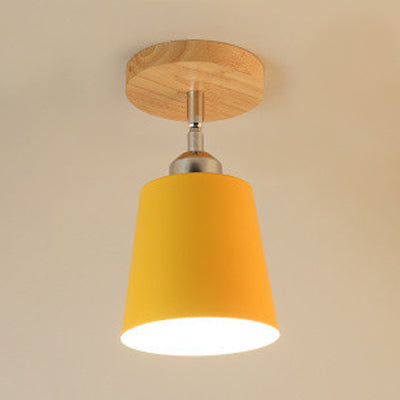 Montaggio in metallo in metallo Monte Macaron Stile Macaron 1 Bulbo Camera da letto Luce a soffitto in semi-flush in giallo/rosa