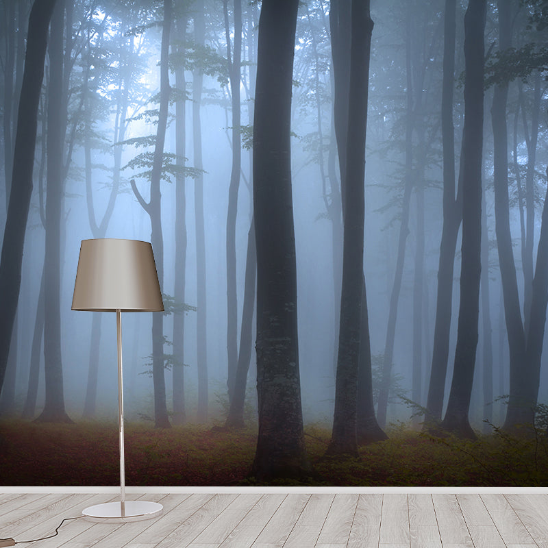 Contemporary Foggy Forest Mural Decal Pastel Color Natural Landscape Wall Covering