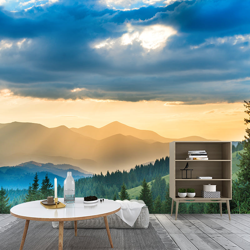 Endless Mountains Mural Wallpaper Pastel Color Modern Wall Covering for Boys Bedroom