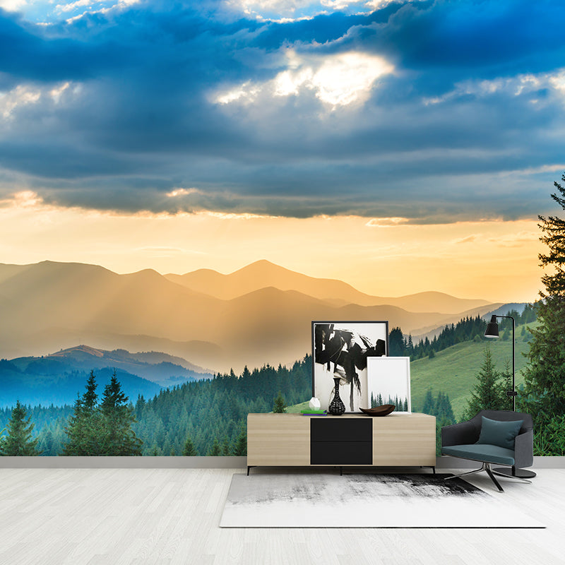 Endless Mountains Mural Wallpaper Pastel Color Modern Wall Covering for Boys Bedroom