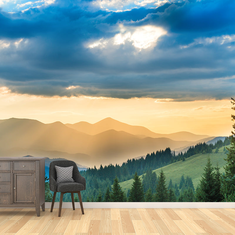 Endless Mountains Mural Wallpaper Pastel Color Modern Wall Covering for Boys Bedroom