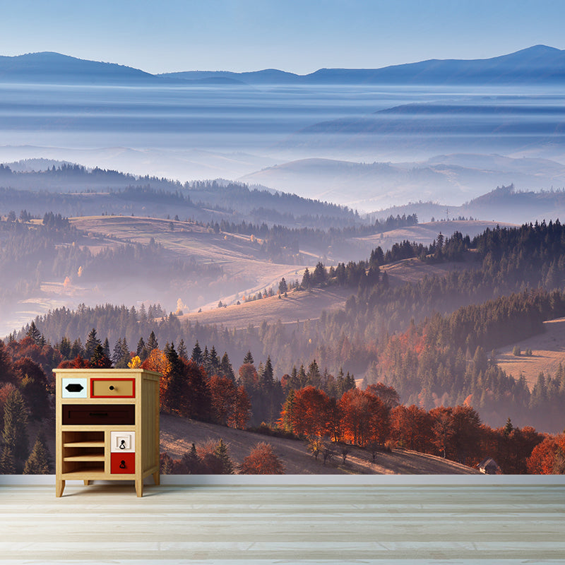 Endless Mountains Mural Wallpaper Pastel Color Modern Wall Covering for Boys Bedroom