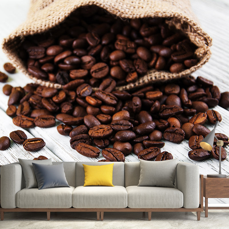 Modern Coffee Bean Pattern Mural Pastel Color Study Room Wall Decor, Personalized