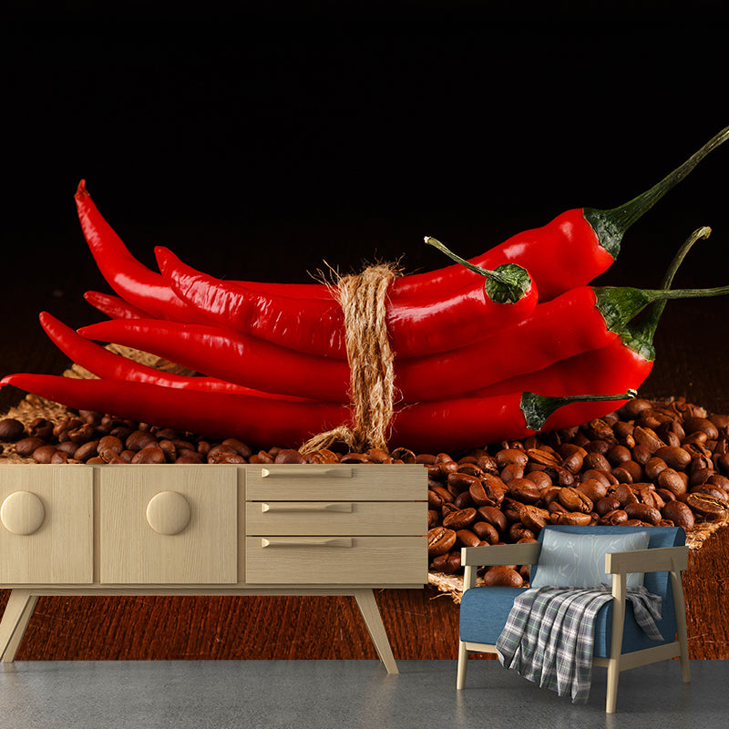 Modern Coffee Bean Pattern Mural Pastel Color Study Room Wall Decor, Personalized