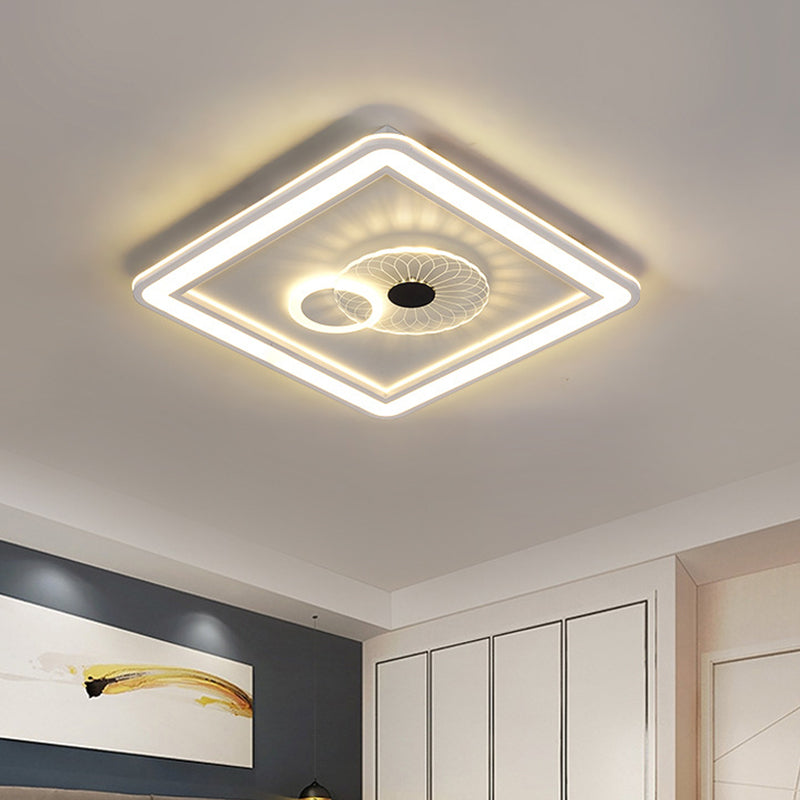 Acrylic Squared Ceiling Flush Modernism LED Flushmount Lighting in White for Bedroom