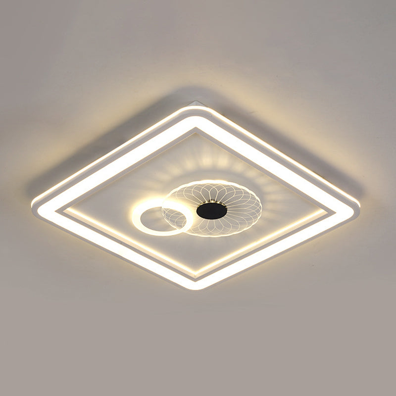 Acrylic Squared Ceiling Flush Modernism LED Flushmount Lighting in White for Bedroom