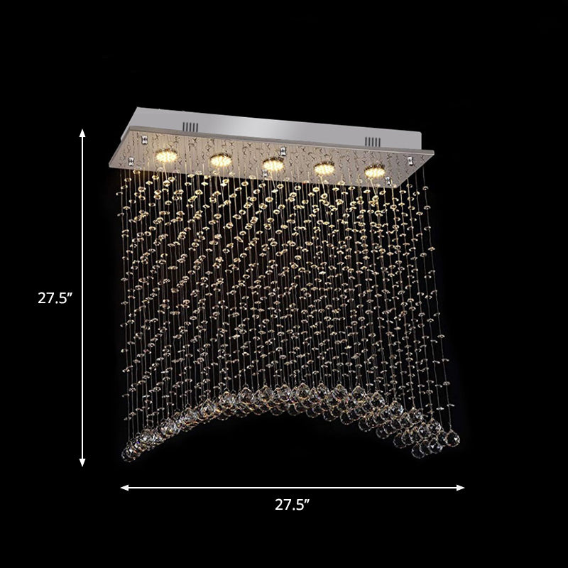 Minimalist Linear Crystal Flush Mount Lighting 5 Lights Contemporary Flush Ceiling Light Fixture