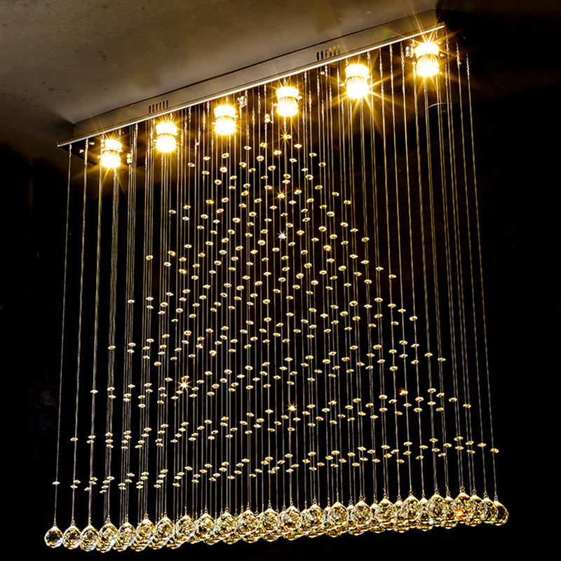 Crystal Ball Cascade Flush Ceiling Light Contemporary 6 Lights Flush Mount Lighting in Nickel