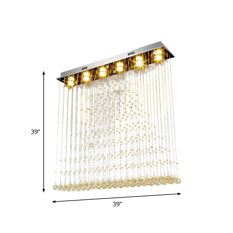 Crystal Ball Cascade Flush Ceiling Light Contemporary 6 Lights Flush Mount Lighting in Nickel