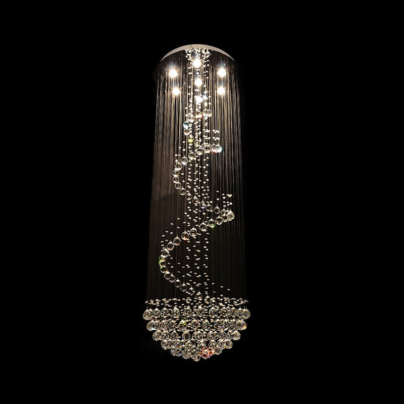 Modernism Spiral Crystal Ceiling Lamp 7 Lights Flush Mount Light Fixture for Living Room