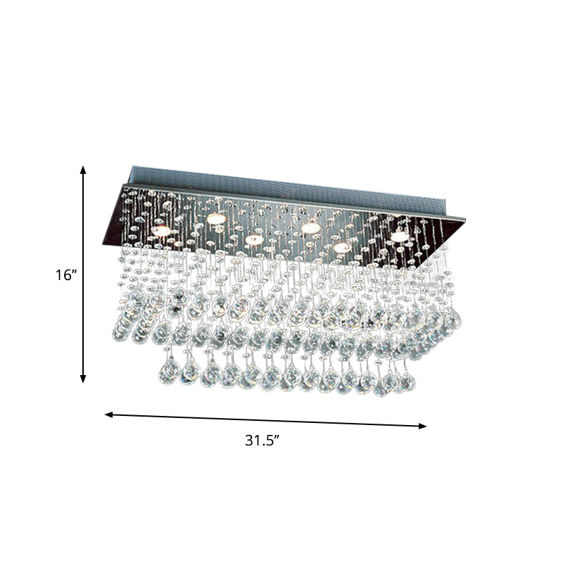 Rechthoekige inbouwplafondlamp Minimalistische heldere kristallen bolnikkel-inbouwlamp