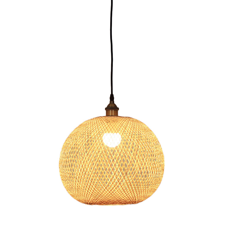 12 "/14" /21.5 "W 1 bol eetkamer hanger lamp Aziatische beige ophanging licht met ellips bamboe schaduw