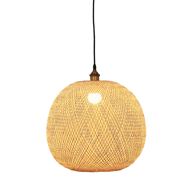12 "/14" /21.5 "W 1 bol eetkamer hanger lamp Aziatische beige ophanging licht met ellips bamboe schaduw