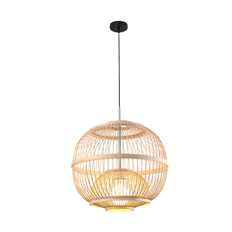 Cilindro di bambù/lanterna/batteria a ciondolo giapponese 1 lampadina a soffitto appeso a beige per il ristorante