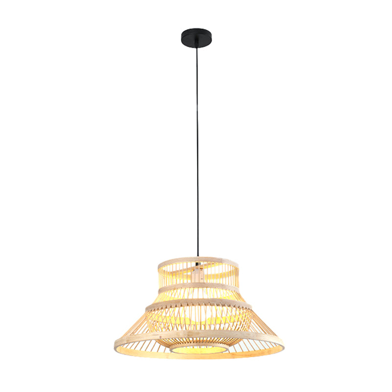 Cilindro di bambù/lanterna/batteria a ciondolo giapponese 1 lampadina a soffitto appeso a beige per il ristorante