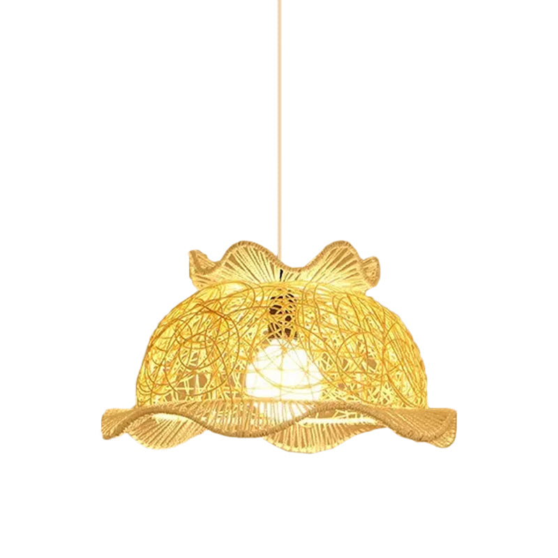 Ruffenhut/Spiral-/Haushängelampe Moderne Rattan 1-Licht beige Pendelleuchte über den Tisch