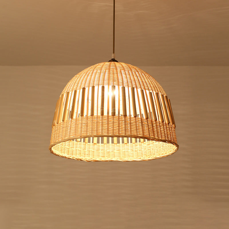 Beige Diamond/Bell/uien drop hanger Aziatische stijl 1 lamp bamboe hangende lamp met een traan