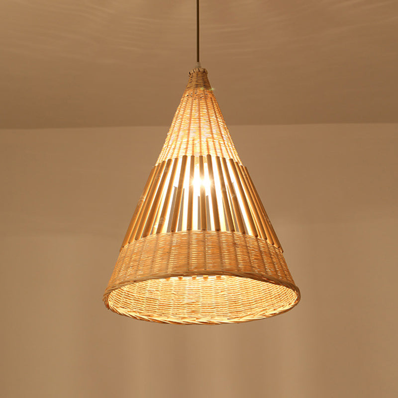 Beige Diamond/Bell/uien drop hanger Aziatische stijl 1 lamp bamboe hangende lamp met een traan