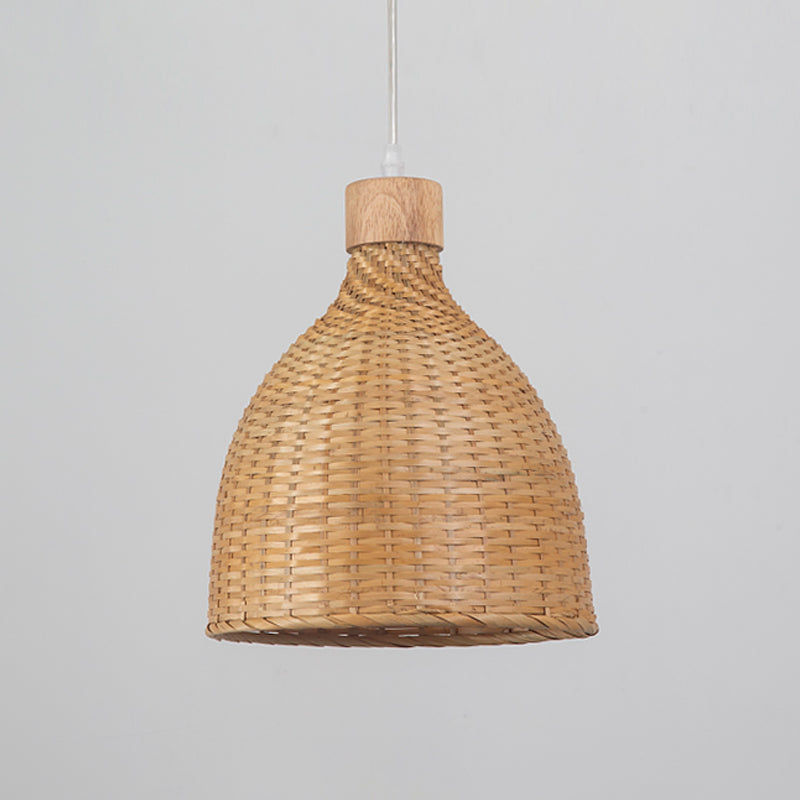 Zwiebel/Regentropfen/Bell -Bambus -Anhänger Beleuchtung Asien 1 Licht beige hängende Leuchte über Tisch, 10,5 "/17"/18 "W.