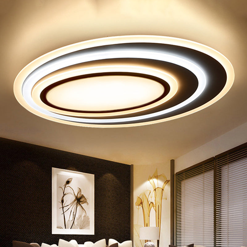 Acrylic Elliptical Flush Mount Lighting Modern White Surface Mounted LED Ceiling Light, 19.5"/23.5"/39" Wide