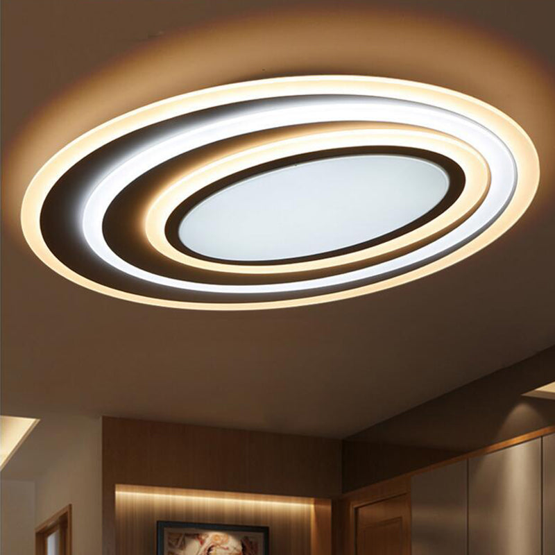 Acrylique Elliptical Flush Mount Lighting Modern White Surface LED Ceiling Light, 19.5 "/23.5" /39 " Wide
