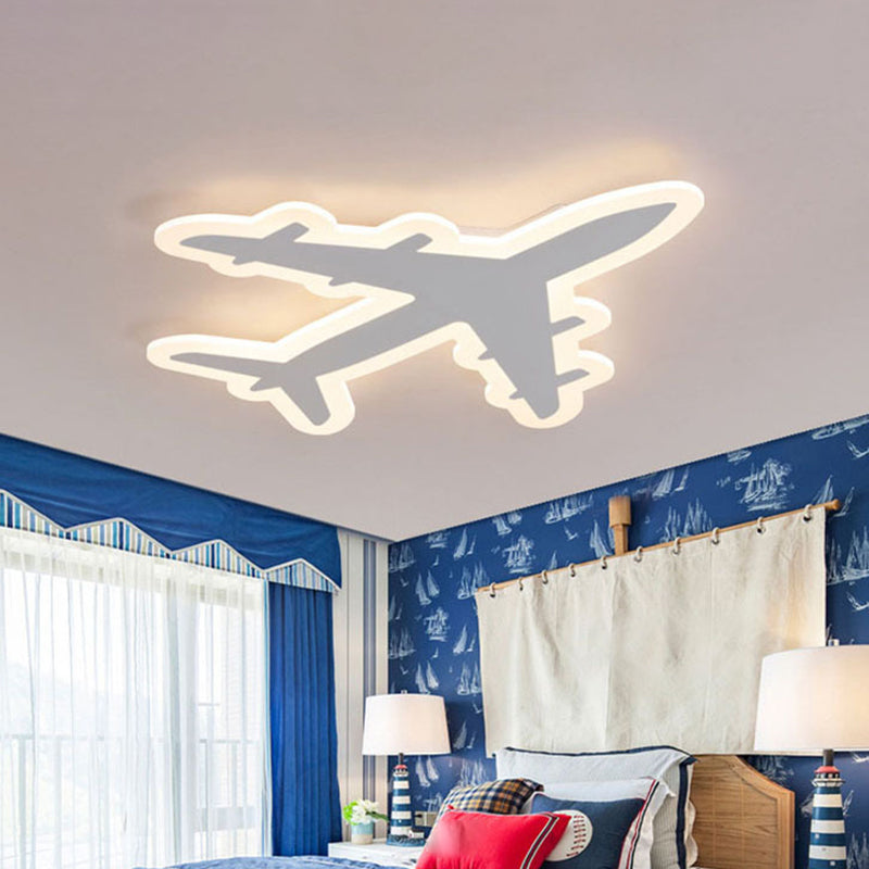 Kids Aircraft Flush Mount Ceiling Light Acrylic Childrens Bedroom LED Flushmount Lighting in Warm/White Light, 12"/19.5"/23.5" Wide