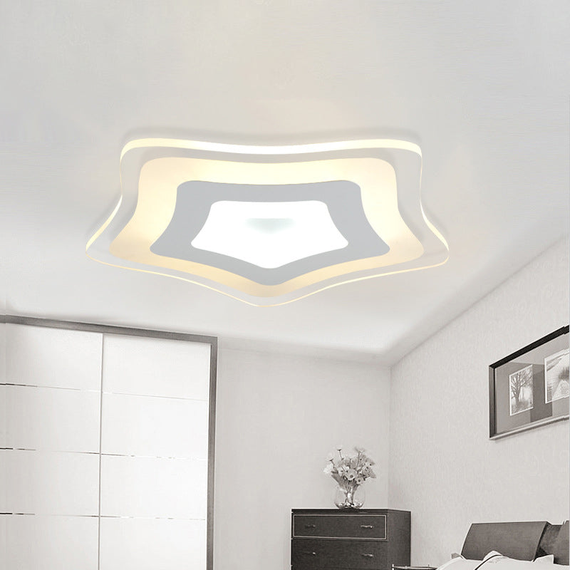 Star Shaped Bedroom Ceiling Lamp Acrylic Modern Ultrathin LED Flush Mount Light in Warm/White Light, 8"/16.5"/20.5" W