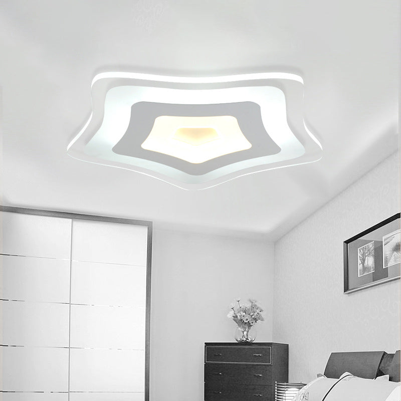 Star Shaped Bedroom Ceiling Lamp Acrylic Modern Ultrathin LED Flush Mount Light in Warm/White Light, 8"/16.5"/20.5" W