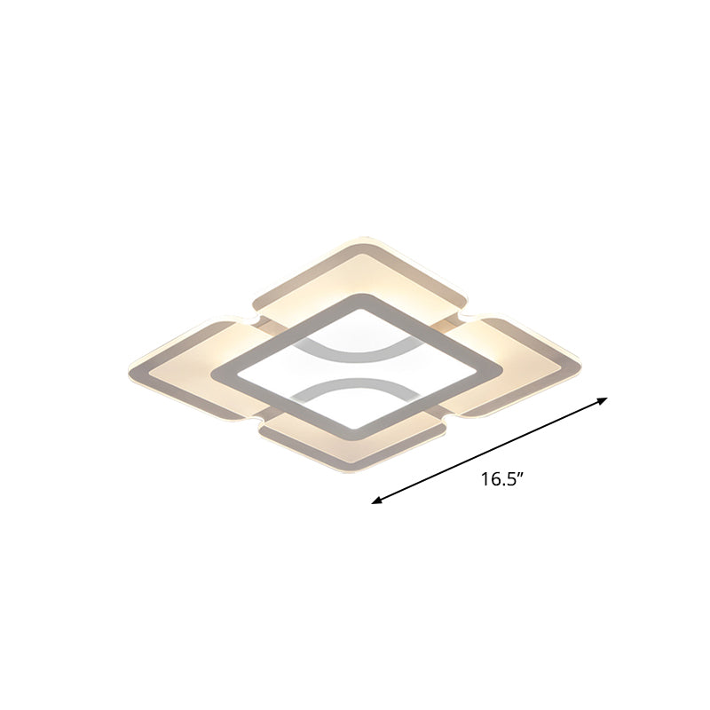 16.5"/35.5"/47" W Modern LED Flush Light Fixture White Square/Rectangle Ultrathin Close to Ceiling Light with Acrylic Shade