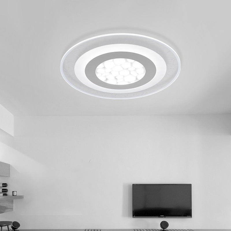 Dunste ronde/vierkante/rechthoekige plafondlamp Minimalistisch acryl Slaapkamer Kleine/grote LED-inbouwlamp met kiezelpatroon in wit