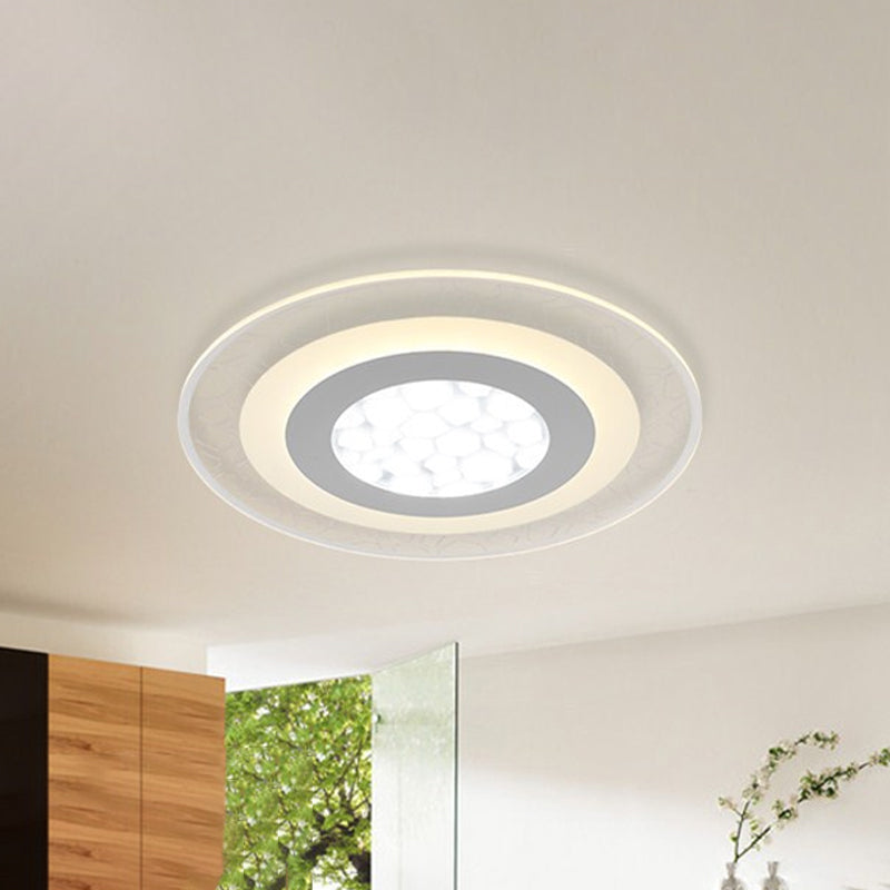 Dunste ronde/vierkante/rechthoekige plafondlamp Minimalistisch acryl Slaapkamer Kleine/grote LED-inbouwlamp met kiezelpatroon in wit