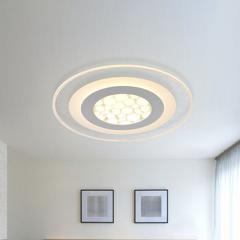 Dunste ronde/vierkante/rechthoekige plafondlamp Minimalistisch acryl Slaapkamer Kleine/grote LED-inbouwlamp met kiezelpatroon in wit