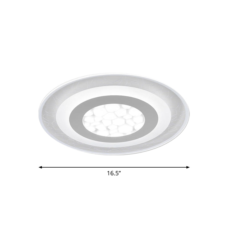 Dunste ronde/vierkante/rechthoekige plafondlamp Minimalistisch acryl Slaapkamer Kleine/grote LED-inbouwlamp met kiezelpatroon in wit
