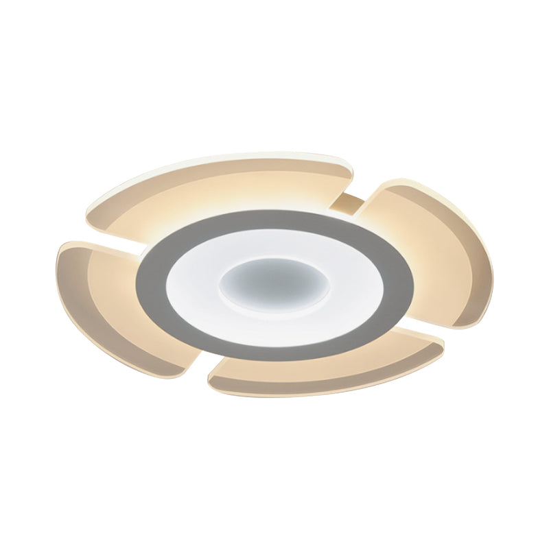 Minimalistic Floweret Flush Ceiling Light Acrylic Bedroom Ultrathin LED Flushmount Lighting in White, 8"/16.5"/31" Wide