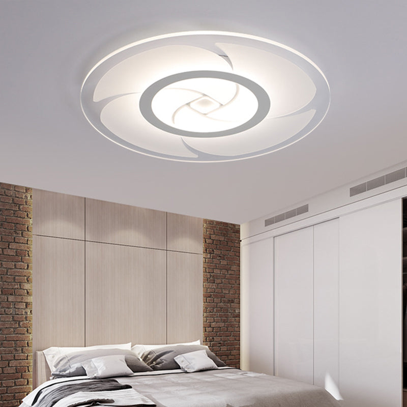 Pinwheel Pattern Disc Thin Ceiling Light Modern Acrylic 16.5"/24.5"/31" W LED White Flush Mounted Lamp in Warm/White Light