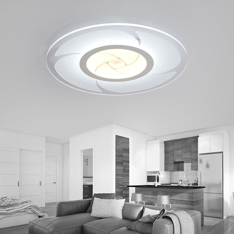 Pinwheel Pattern Disc Thin Ceiling Light Modern Acrylic 16.5"/24.5"/31" W LED White Flush Mounted Lamp in Warm/White Light