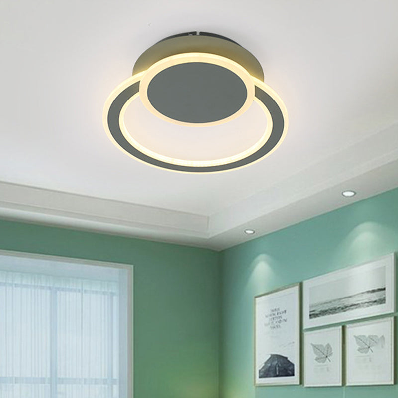 White/Green Hope LED Flush Mount Light Simplicity Metal Ceiling Lighting in Warm/White Light voor slaapkamer