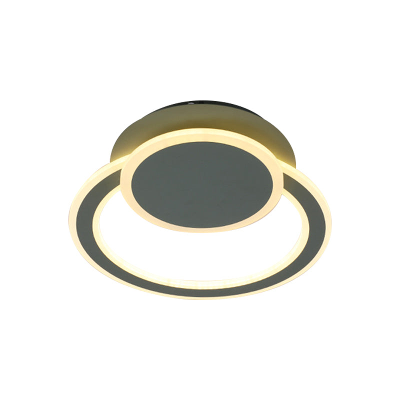 White/Green Hoop LED Flush Mount Light Simplicity Metal Ceiling Lighting in Warm/White Light for Bedroom