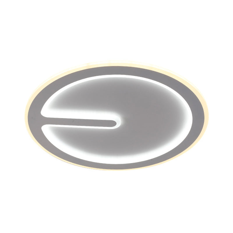 16"/19.5" W Acrylic Clock Ceiling Flush Light Simplicity White LED Flush-Mount Light Fixture in Warm/White Light for Bedroom